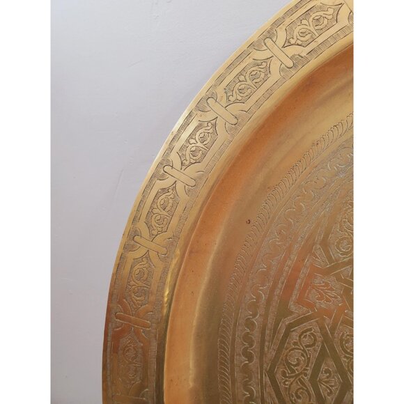 Vintage handmade brass tray for table, large tea tray, Brass handmade tray , tea - Picture 3 of 10